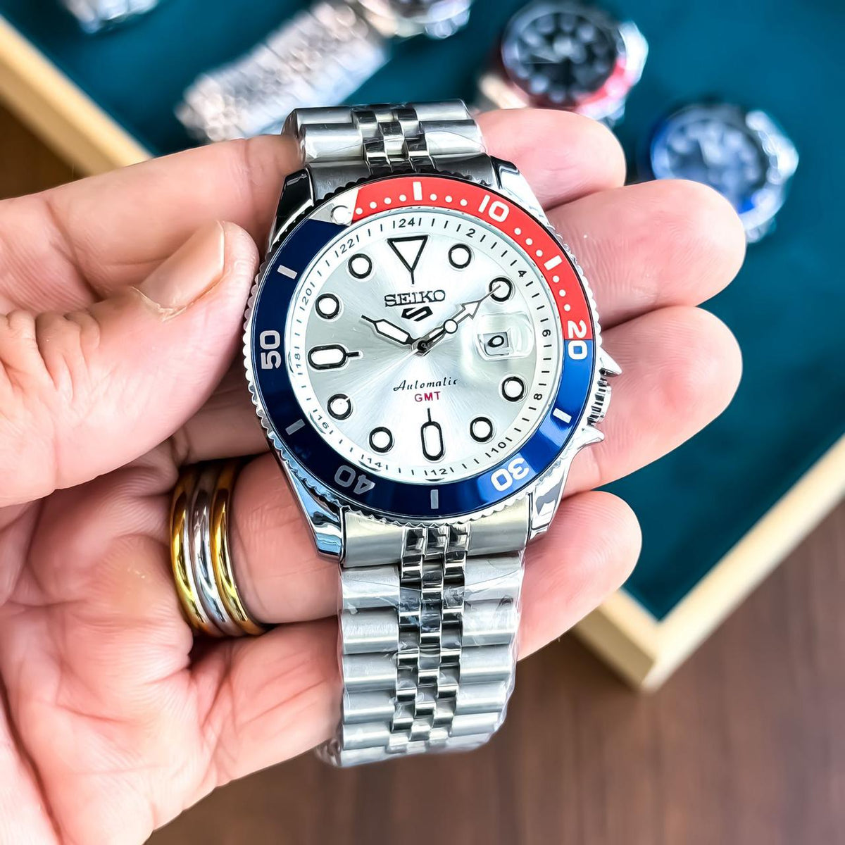 Seiko 5 Sports GMT Pepsi White Dial Automatic Watch